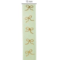 Artikel Decoratief lint met gouden strikken op een rol, 15 mm breed, 18 m lang