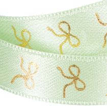 Artikel Decoratief lint met gouden strikken op een rol, 15 mm breed, 18 m lang