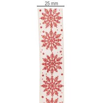 Artikel Decoratief lint met sneeuwvlokken, cadeauverpakking, winter, 25 mm x 20 m