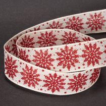 Artikel Decoratief lint met sneeuwvlokken, cadeauverpakking, winter, 25 mm x 20 m