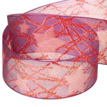 Artikel Glanzend decoratief lint met sterrenpatroon voor kerstversiering, 40 mm x 15 m