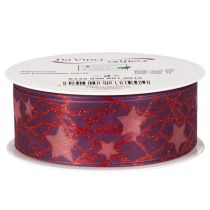 Artikel Glanzend decoratief lint met sterrenpatroon voor kerstversiering, 40 mm x 15 m