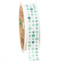 Artikel Lint Turquoise Stippen Maritiem Katoenlint 25mm 18m