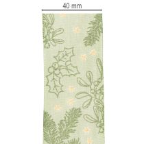 Artikel Cadeaulint met hulst- en maretakmotief, 40 mm, 15 m.