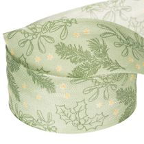 Artikel Cadeaulint met hulst- en maretakmotief, 40 mm, 15 m.