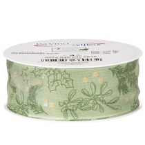 Artikel Cadeaulint met hulst- en maretakmotief, 40 mm, 15 m.