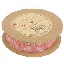 Artikel Kantlint oudroze, decoratief lint, vintage decoratie, decoratief lint, huwelijksdecoratie W25mm L15m