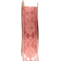 Artikel Antiek roze kantlint, decoratief lint, vintage decoratie, decolint, huwelijksdecoratie W25mm L15m