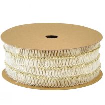 Artikel Jute lint lint met gouden kralen jute crème 17mm 10m