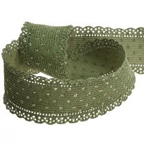 Artikel Cadeaulint Groen lint stippen en kant 38mm 10mm