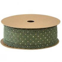 Artikel Cadeaulint Groen lint stippen en kant 38mm 10mm