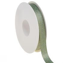 Artikel Cadeaulint lint visgraatmotief groen goud 15mm 20m