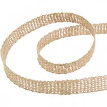 Decoratielint jute roze, naturel 12mm jute lint om te decoreren 10m