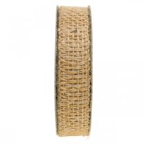 Artikel Sierlint jute geel, natuur 25mm Rustiek jute decoratief lint 10m