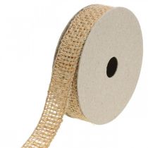 Artikel Sierlint jute geel, natuur 25mm Rustiek jute decoratief lint 10m