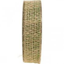 Artikel Sierlint jute groen, natuur 25mm Jute lint voor decoratie 10m