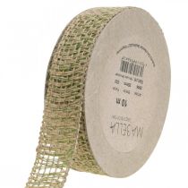 Artikel Sierlint jute groen, natuur 25mm Jute lint voor decoratie 10m