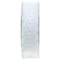 Artikel Lint met kant, huwelijksdecoratie, decolint Wit B35mm L20m