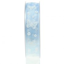 Organza lint vlinder blauw 25mm 20m