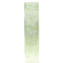 Organza lint vlinder Mint 25mm 20m