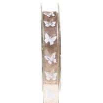 Organza lint vlinder bruin 15mm 20m