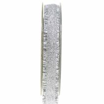 Decoratief lint zilver met franjes 15 mm 15 m