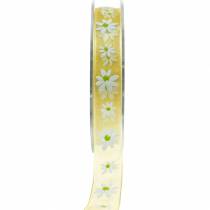 Organza lint gele bloemen 15mm stoffen lint decoratief lint zomerdecoratie 20m