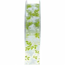 Decoratief lint met vlinders 25mm groen organzalint cadeau lint 20m
