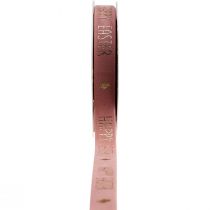 Artikel Fluwelen lint Happy Easter sierlint roze 15mm 5m