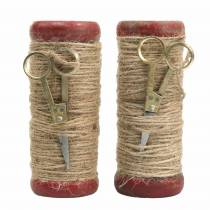 Artikel Garenspoel met sierschaar Ø6,5cm H15cm 2st vintage stijl