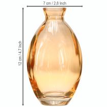 Artikel Bolvormige vaas glas mini vaasjes oranje Ø7cm H12cm 6 stuks