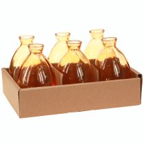 Artikel Bolvormige vaas glas mini vaasjes oranje Ø7cm H12cm 6 stuks