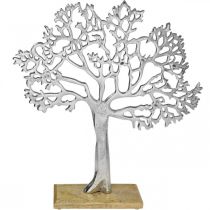 Deco boom metaal groot, metalen boom zilver hout H42.5cm