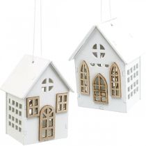 Kerstboomversiering, houten huisdecoratie H10cm 4st