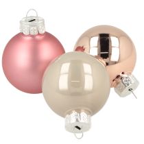 Artikel Kerstboomdecoratie kerstballen glas roze grijs Ø4cm 24 stuks