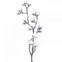 Kunstkatoenen tak katoenen bloemen met sneeuw 79cm