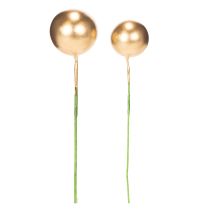 Artikel Kunstmatige gouden bessenbolletjes op een draadje voor feestelijke arrangementen, 2 cm, 48 stuks