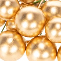 Artikel Kunstmatige gouden bessenbolletjes op een draadje voor feestelijke arrangementen, 2 cm, 48 stuks