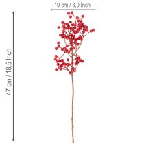Artikel Kunstmatige hulsttak met rode bessen, decoratieve tak voor vazen, 47 cm, 3 stuks