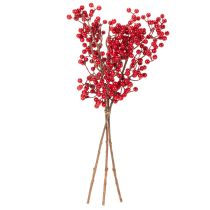 Artikel Kunstmatige hulsttak met rode bessen, decoratieve tak voor vazen, 47 cm, 3 stuks