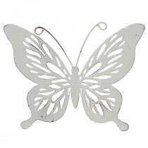 Bedsteker metaal vlinder wit 43x10,5x8cm 3st