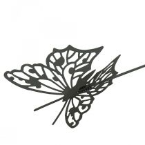 Bloemsteker metaal vlinder zwart 10,5×8/44cm 3st