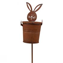 Artikel Bedplug roest konijn met emmer plantenbak vintage 5x11cm