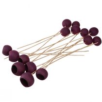 Artikel Bell Cup op steel droge decoratie rouwbloemwerk wijnrood 15 stuks