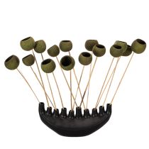 Artikel Klokvormige bloem op steel, groen, gedroogde exotische bloemen, 5 cm, 15 stuks