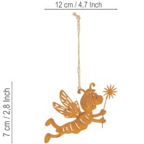 Artikel Hangende bijendecoratie, roestkleurig metaal, zomerdecoratie, 12 cm, 6 stuks