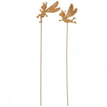 Artikel Bloemplug bij, roestdecoratie, decoratieve plug gepatineerd L31/32cm 6st