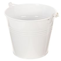 Artikel Witte metalen emmers Ø14cm H12cm 6 stuks