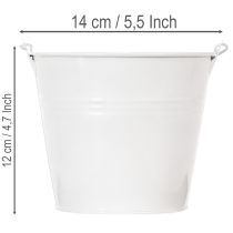 Artikel Witte metalen emmers Ø14cm H12cm 6 stuks