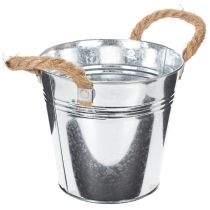 Artikel Glanzende metalen emmer met touwgrepen, Ø16cm